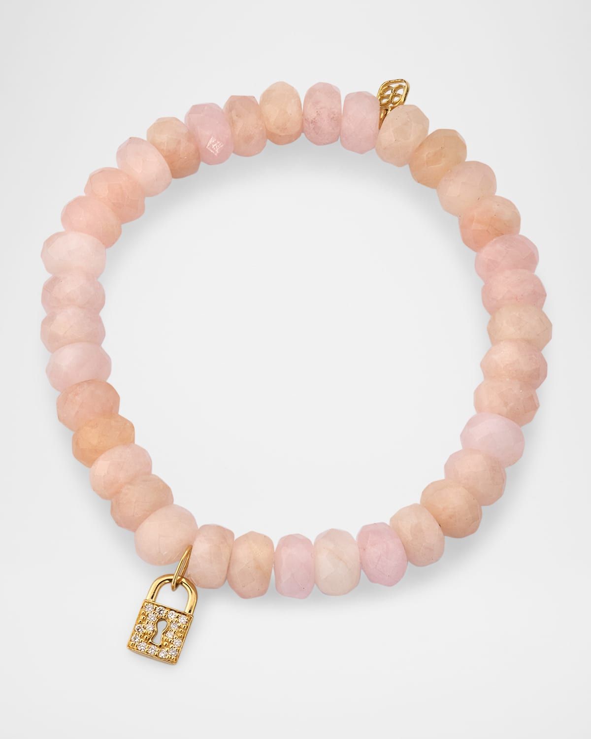 Medium Pave Keyhole Charm and Morganite Bead Bracelet