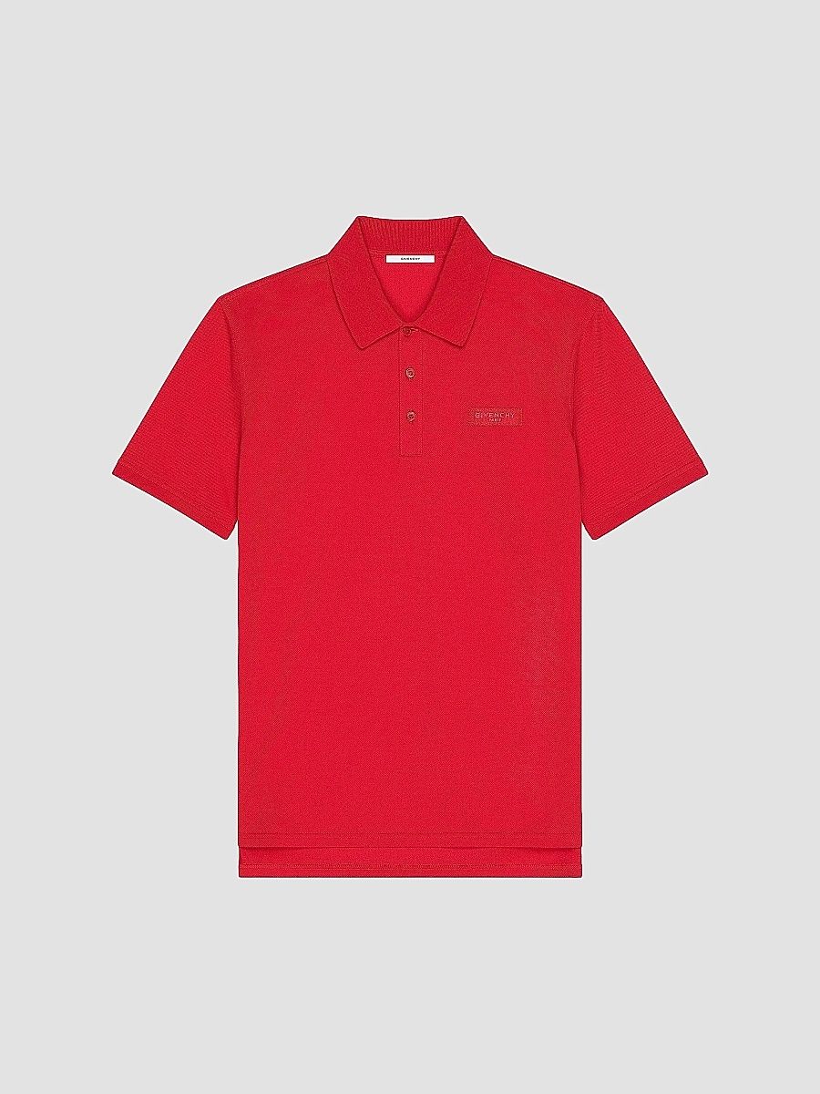 Givenchy Men's Polo in Cotton with Paris Gros Grain - Vermillon - Size XXL