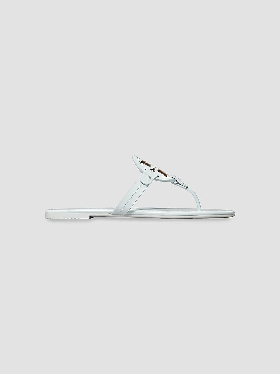 Tory Burch Women's Miller Leather Thong Sandals - Blue Whisper - Size 9.5