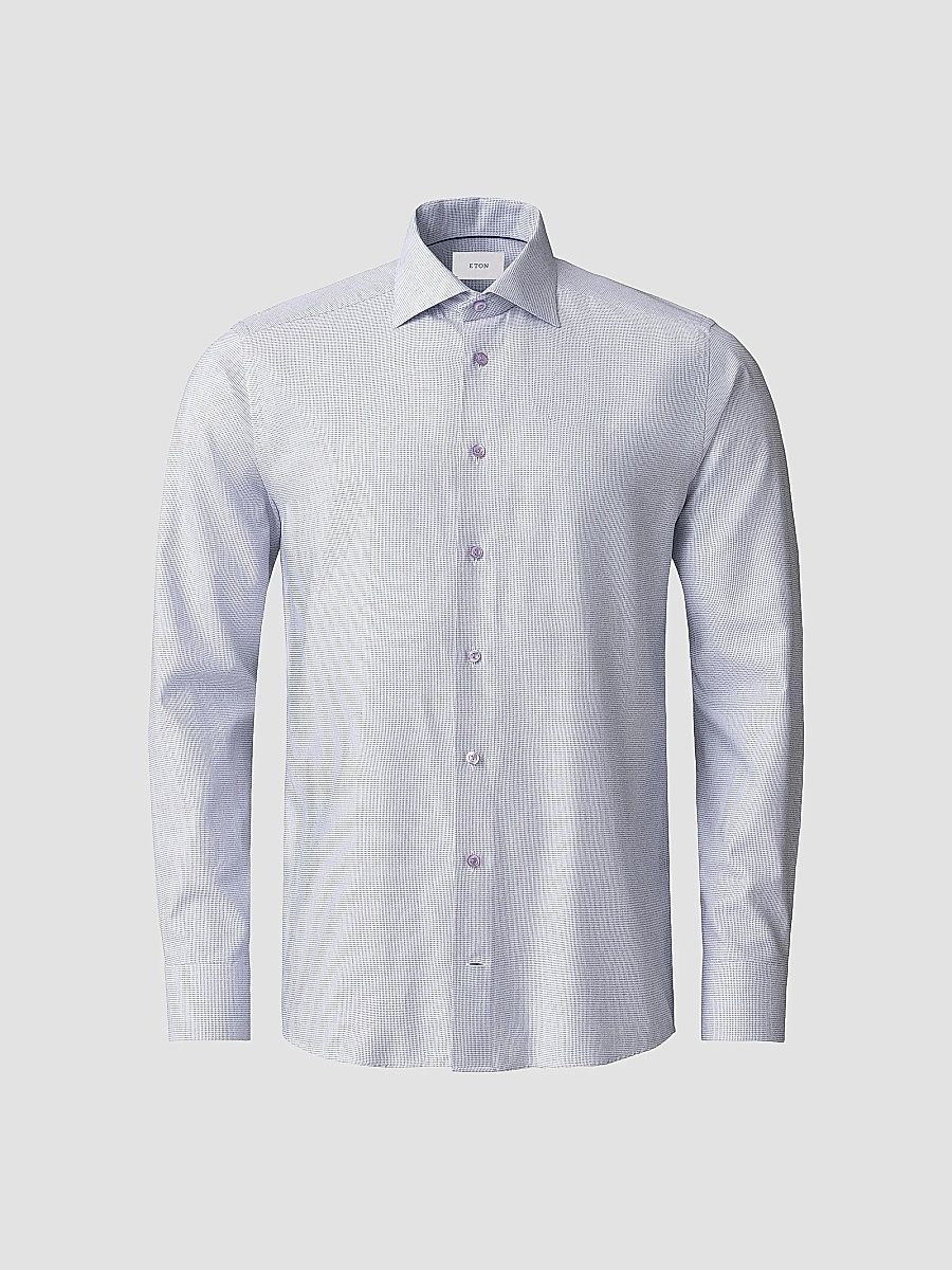 Eton Men's Slim-Fit Semi Solid Button-Front Shirt - Purple - Size 16