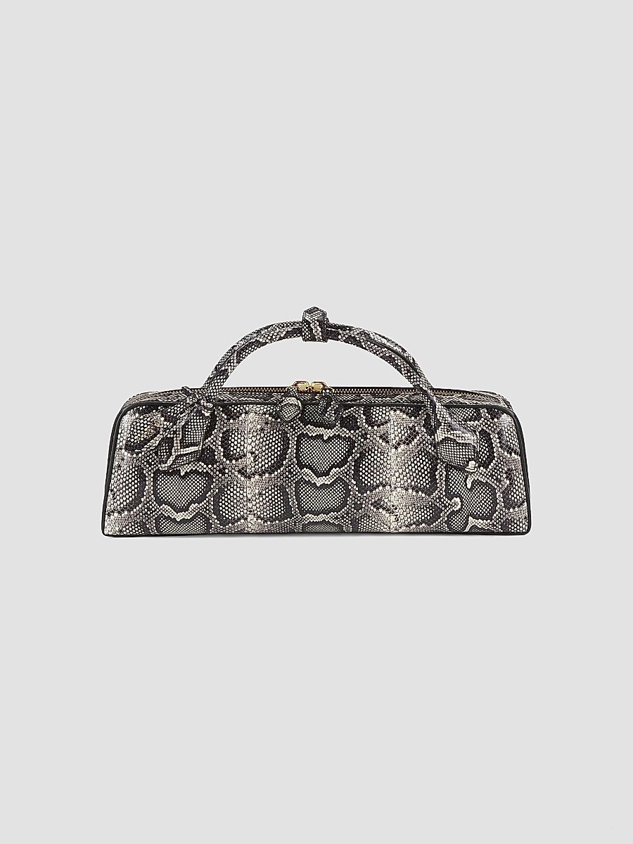 ALAÏA Women's Teckel Snakeskin-Embossed Leather Clutch - Blanc Noir