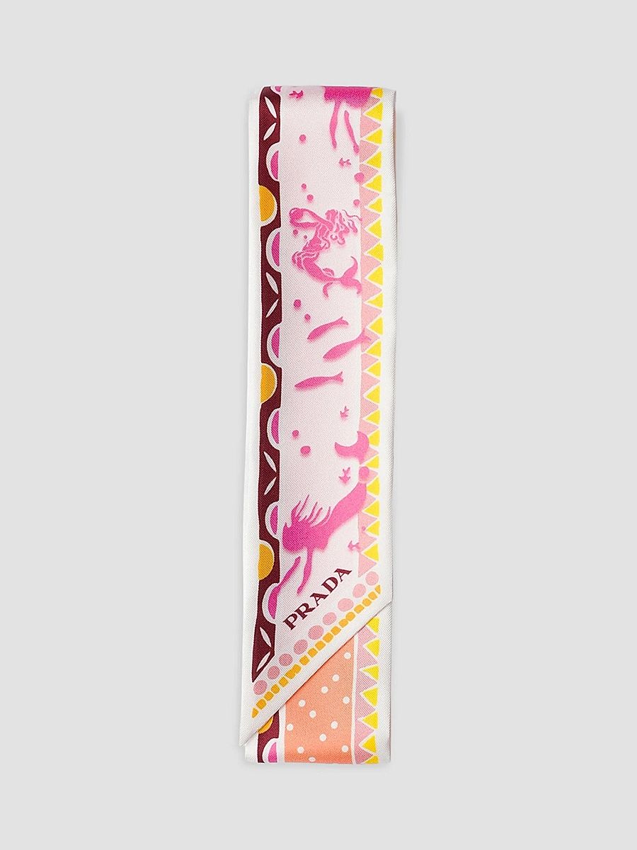Prada Women's Printed Silk Twill Skinny Scarf - Yellow Multi