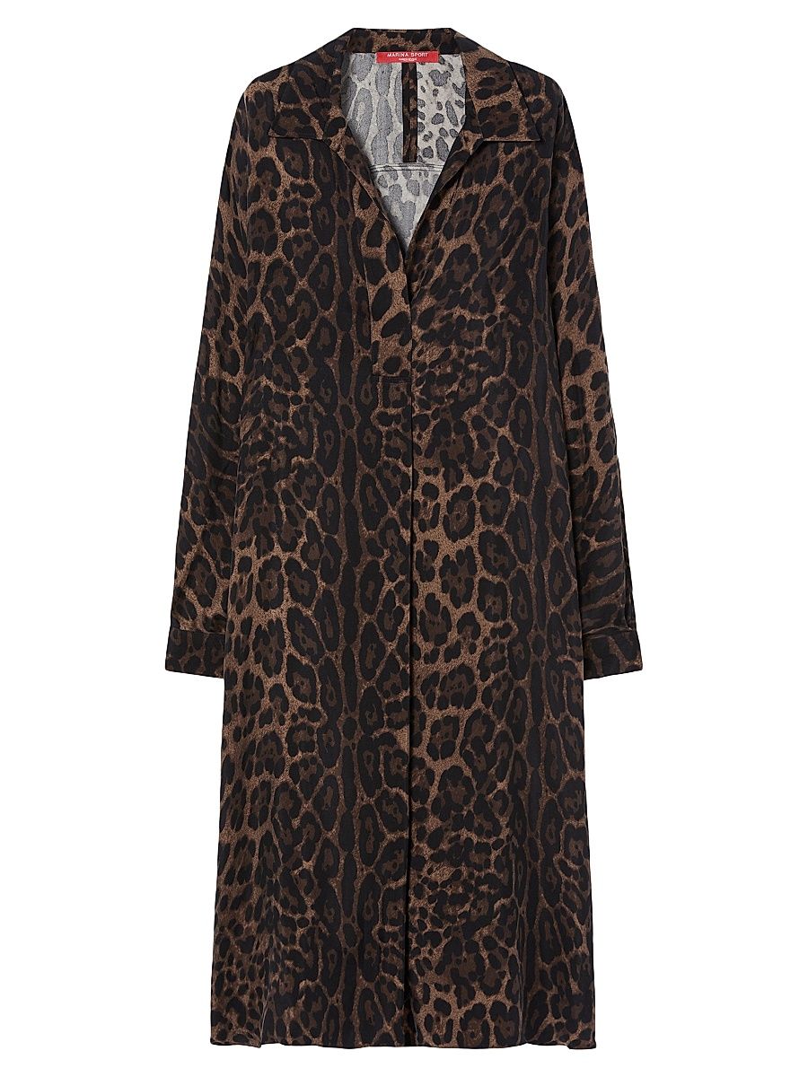 Women's Twill Shirt Dress - Black Animalier Print - Size 22