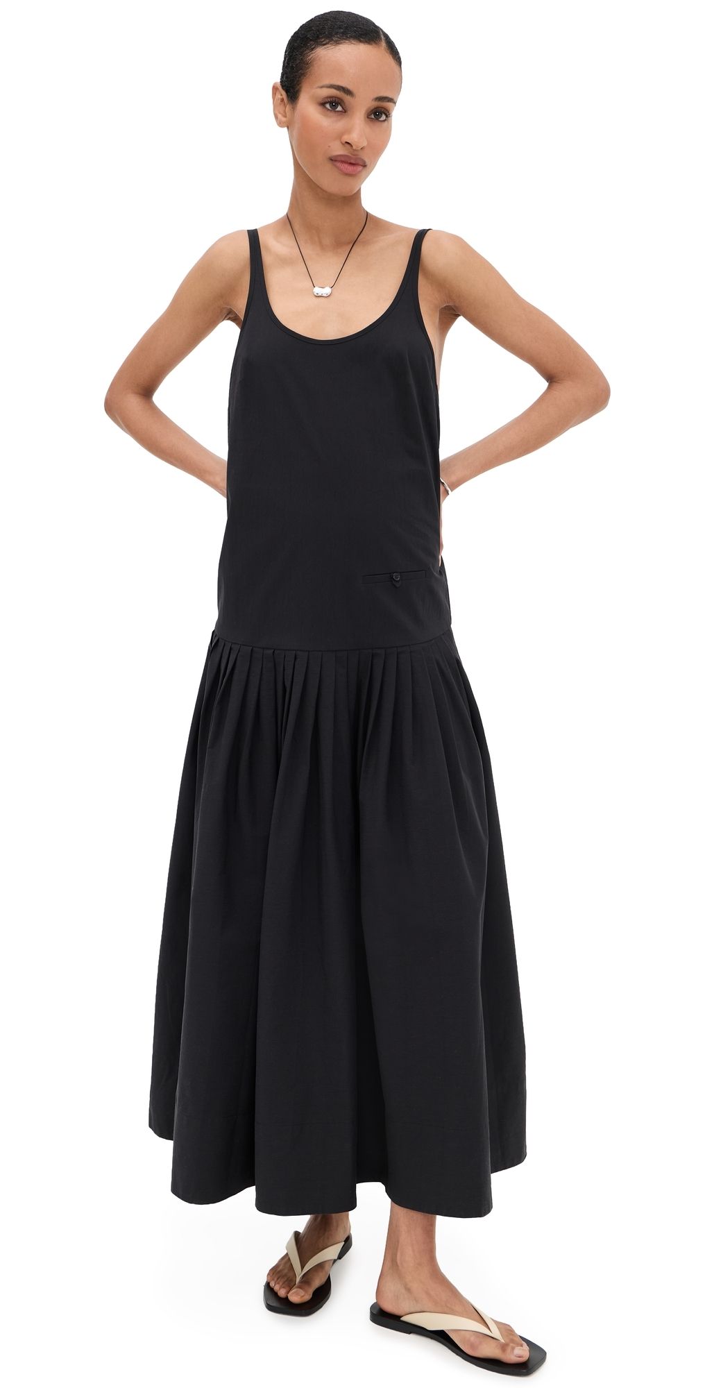 St. Agni Relaxed Pleat Dress Black XS