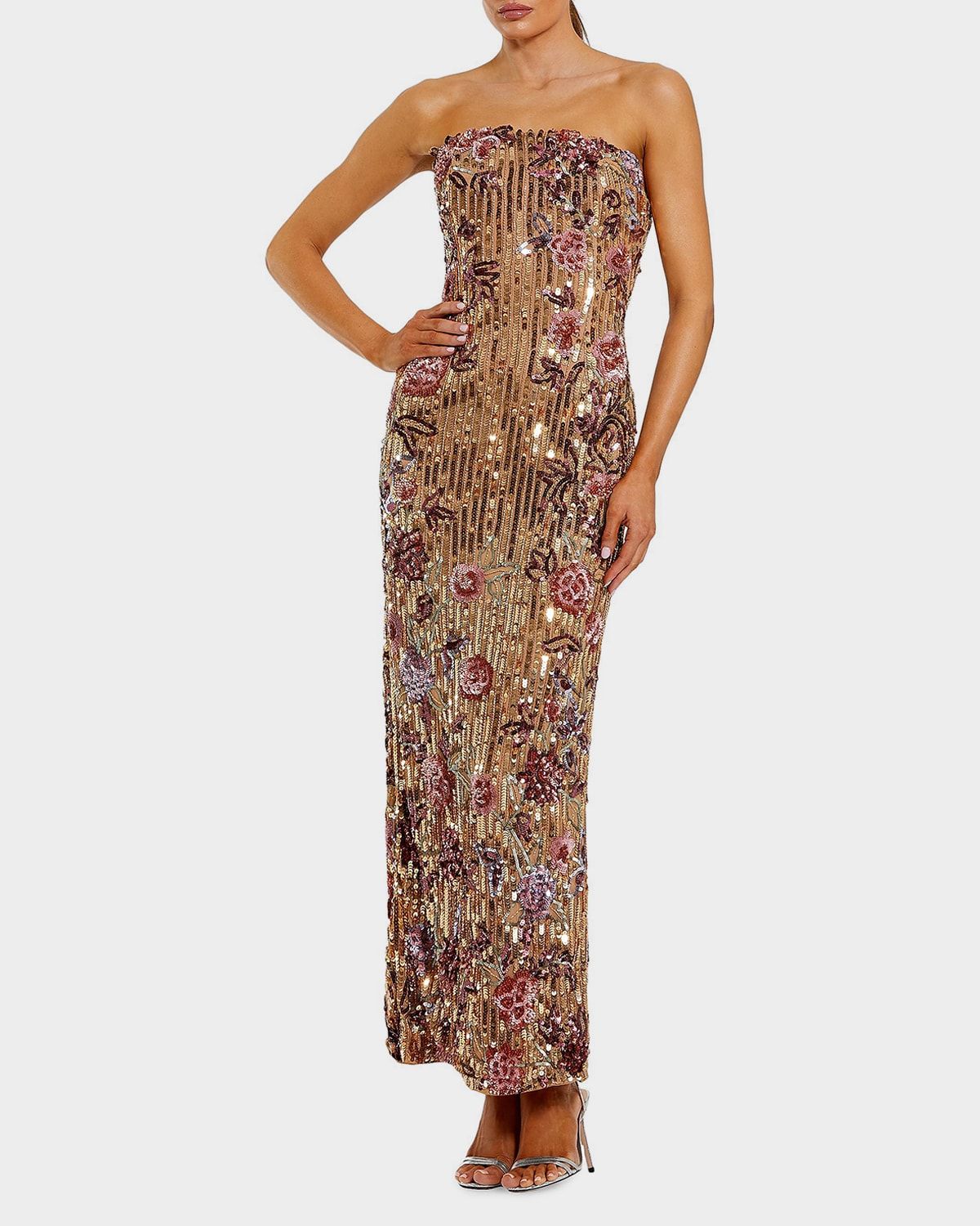 Satin Bustier Brocade Midi Dress