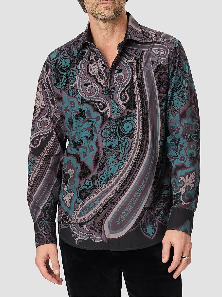Robert Graham Men's Beaded Paisley Woven Shirt - Multi - Size XXL