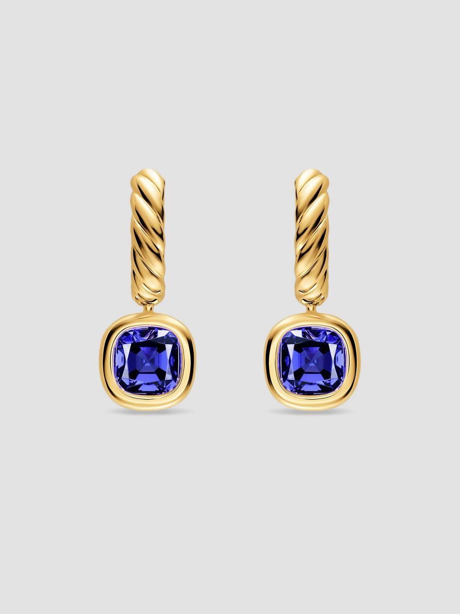 David Yurman Women's DY Mercer Color Drop Earrings in 18K Yellow Gold - Iolite