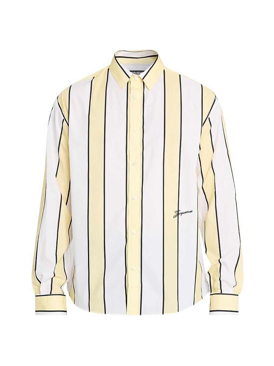 Men's Simon Striped Cotton Sport Shirt - Navy - Size 44