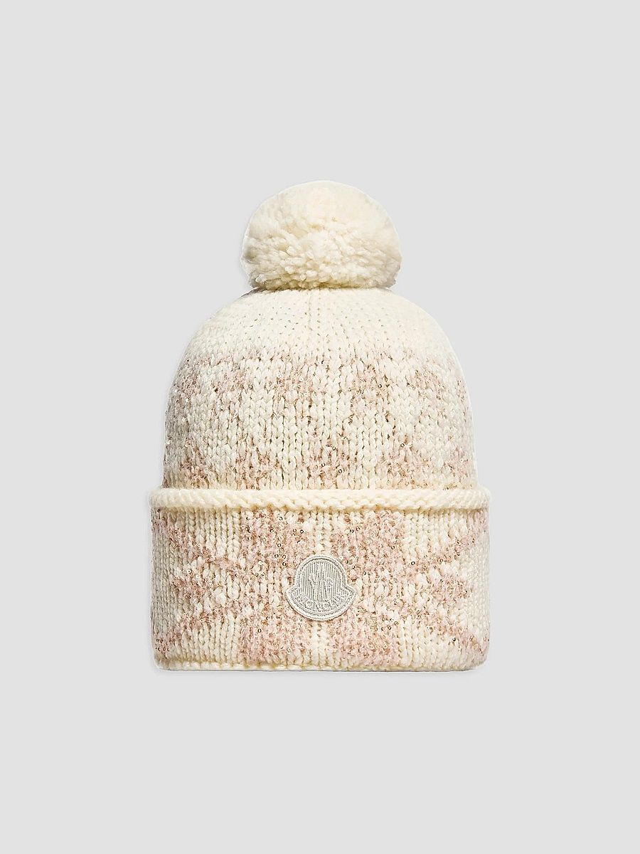 Moncler Women's Beanie Hat in Wool - White Ivory