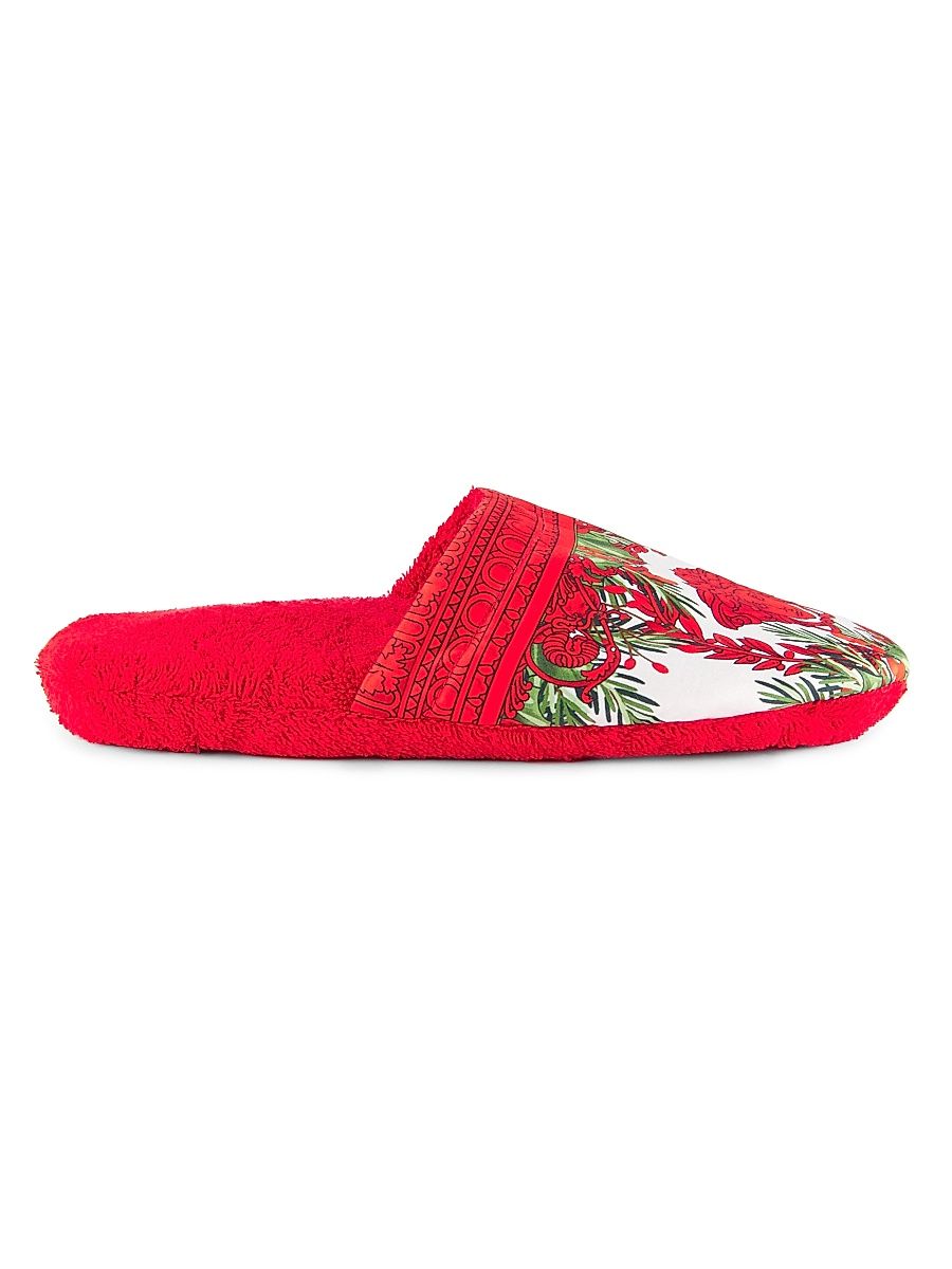 Men's I Love Baroque Medusa Slippers - Red - Size Small