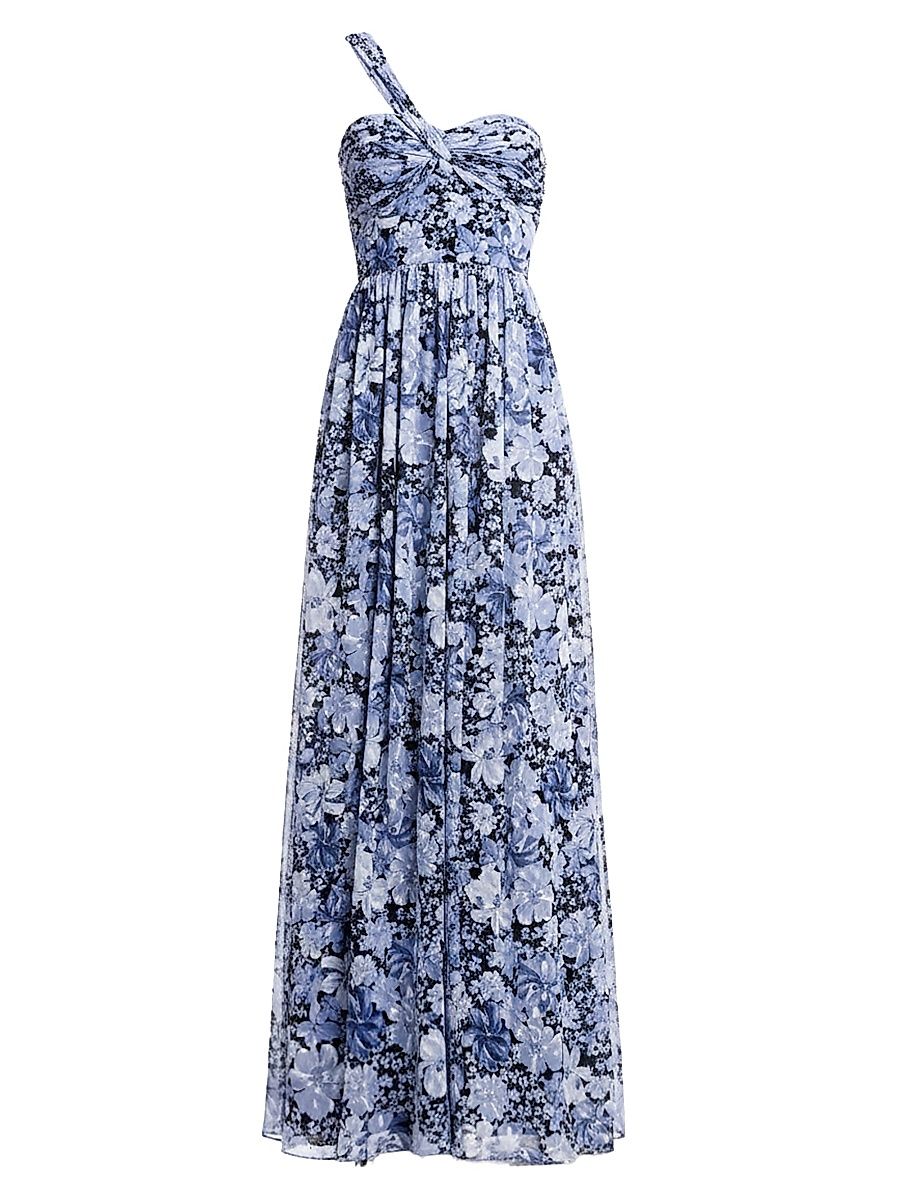 Women's Idalia Floral One-Shoulder Maxi Dress - Navy Multi - Size XXL