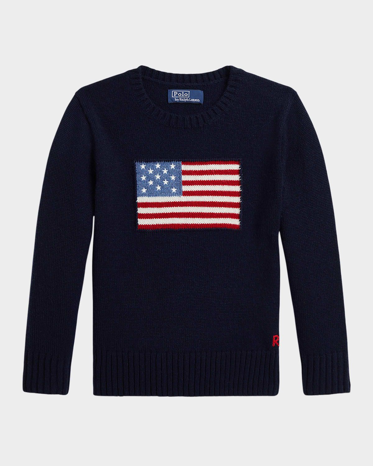 Boy & apos;s American Flag Cashmere Sweater, Size 2-7