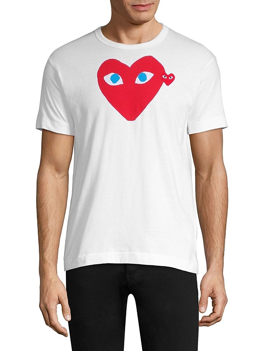 Men's Double Heart T-Shirt - White - Size Medium