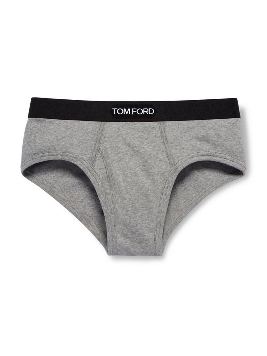 TOM FORD Men's Stretch-Cotton Logo Briefs - Grey - Size XS