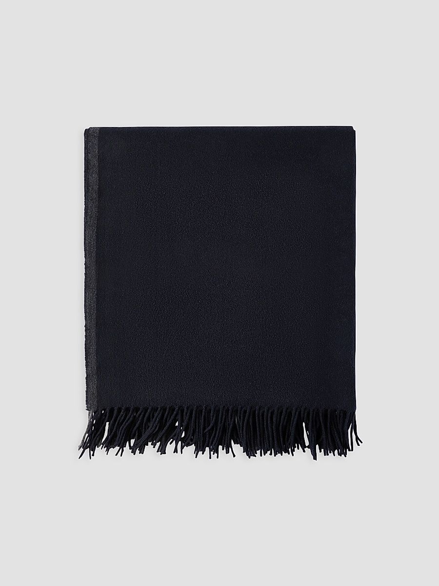 Cashmere Travel Throw with Selvedge and Fringe - Cool Beige