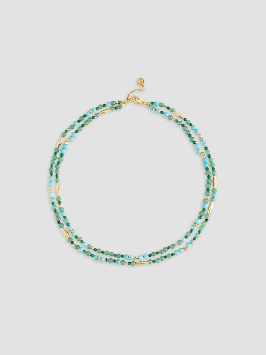 Anabel Aram Women's Milos 18K-Gold-Plated & Beaded Double-Strand Necklace - Turquoise