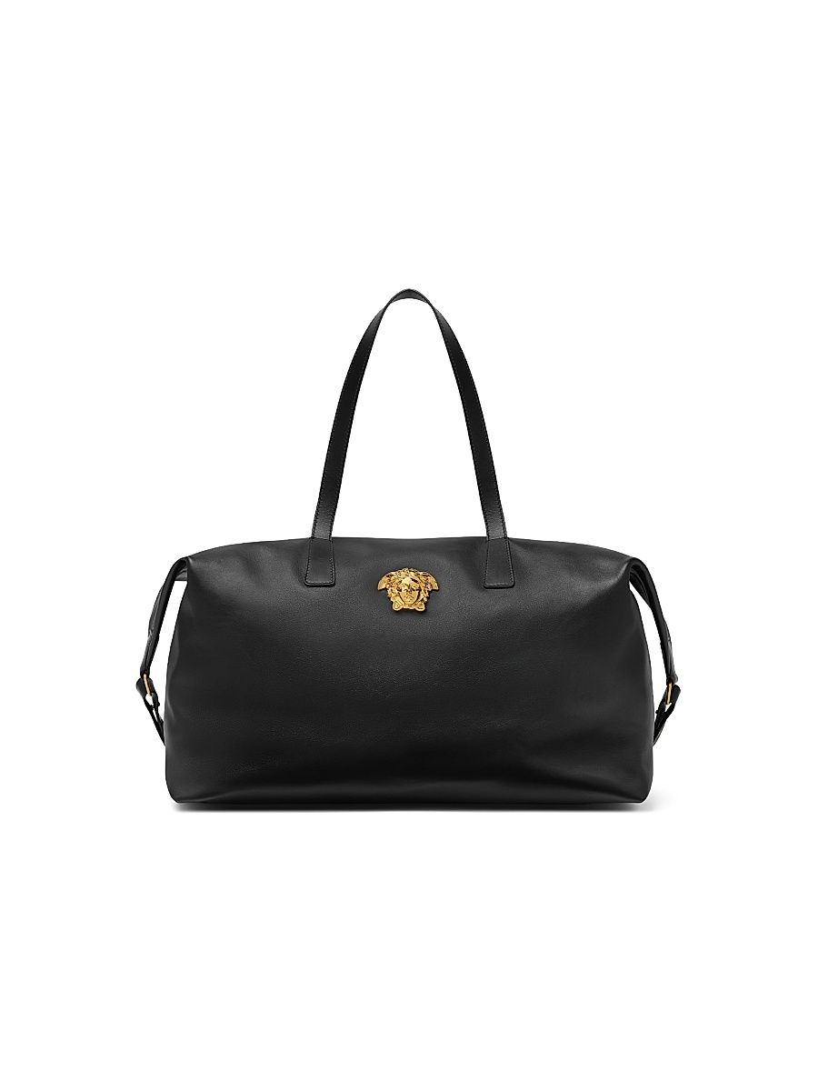 Men's Medusa Head Leather Duffle Bag - Black Versace Gold