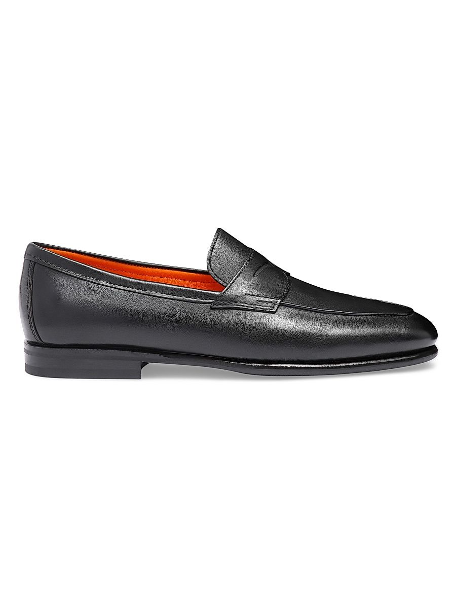 Men's Leather Penny Loafers - Black - Size 13