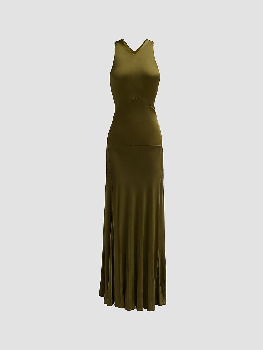 Proenza Schouler Women's Naia Satin Jersey Maxi Dress - Moss - Size 12