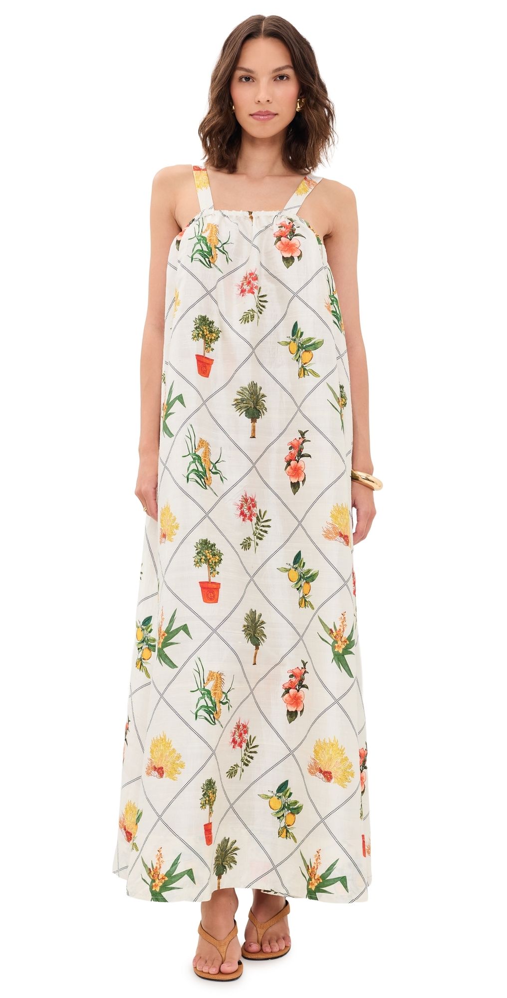 Coniglio Palm Beach Low Back Tie Silk Maxi Dress Florida Frame Cracked Coconut One Size