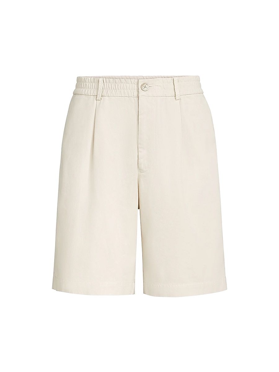 Men's Twisted Cotton Gabardine Bermuda Shorts with Elasticated Waistband - Panama - Size 40