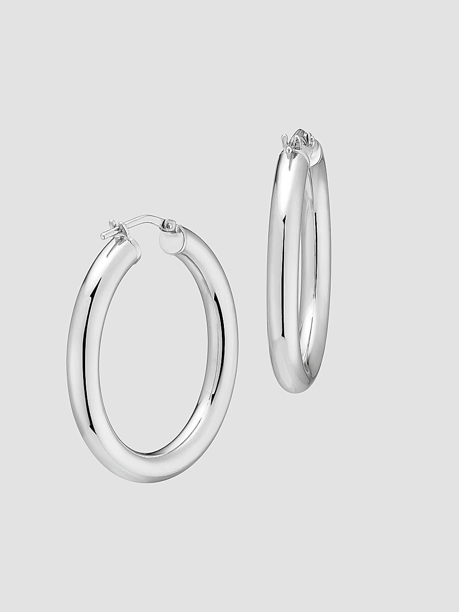 Women's Everyday Bold Hoop Earrings in Sterling Silver - Silver