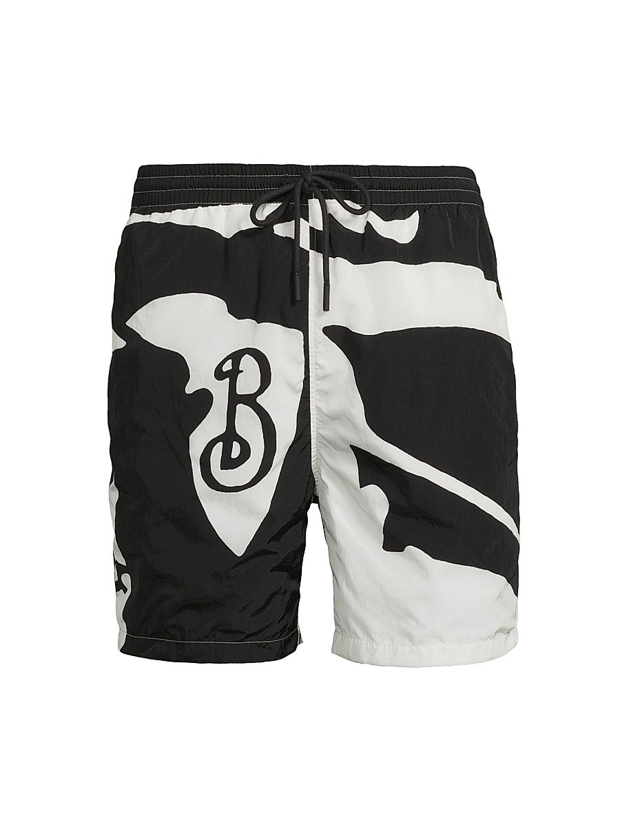 Men's EKD Drawstring Swim Shorts - Black White - Size XXL