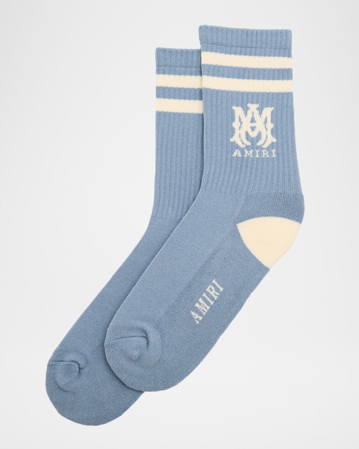 Men & apos;s MA Double-Stripe Ribbed Crew Socks