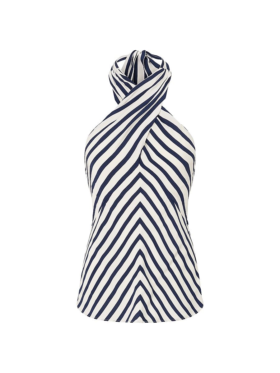 Women's Dawn Striped Sleeveless Top - White Navy Stripe - Size Small