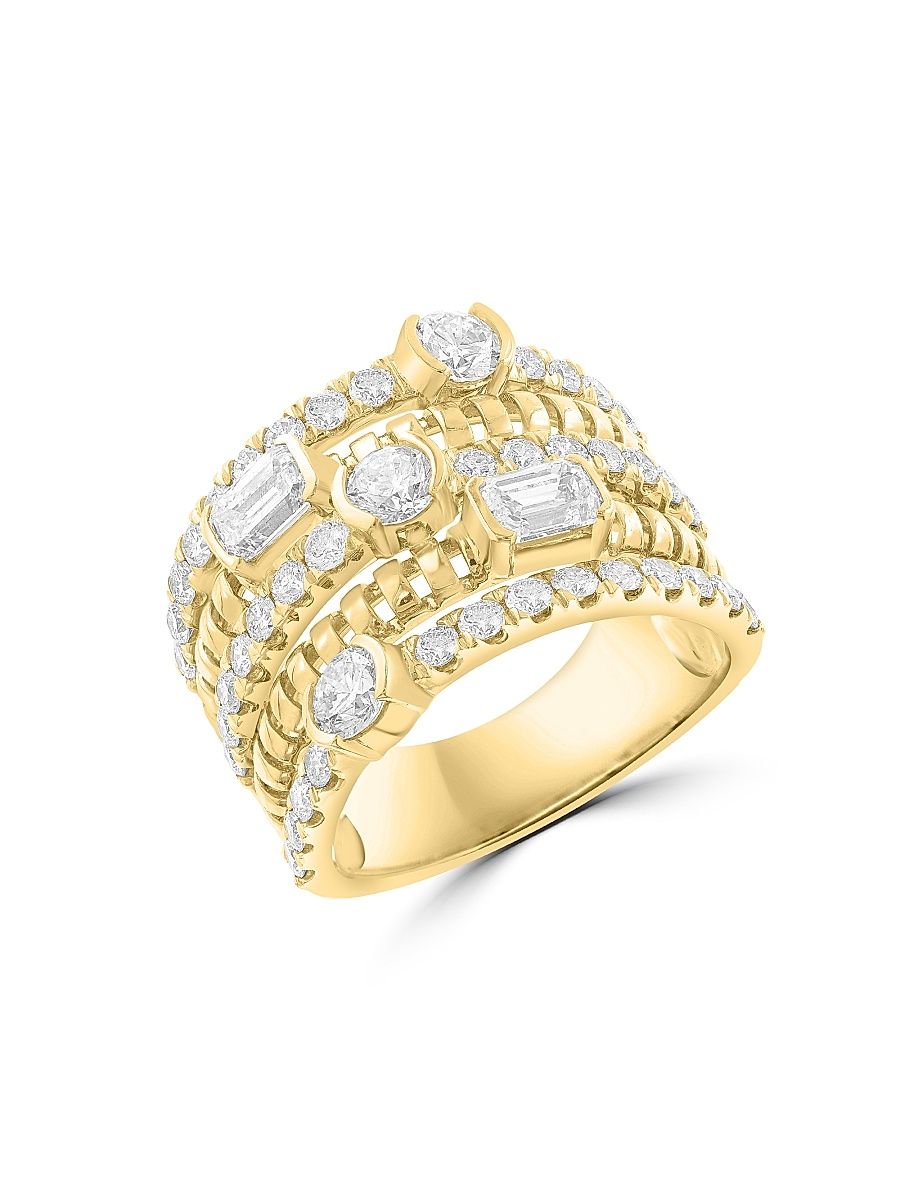 Women's 14K Yellow Gold 2.13 TCW Lab-Grown Diamond Multi-Band Ring - Yellow Gold - Size 7
