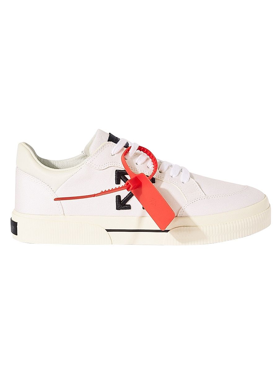 Women's Vulcanized Canvas Low-Top Sneakers - White Black - Size 8