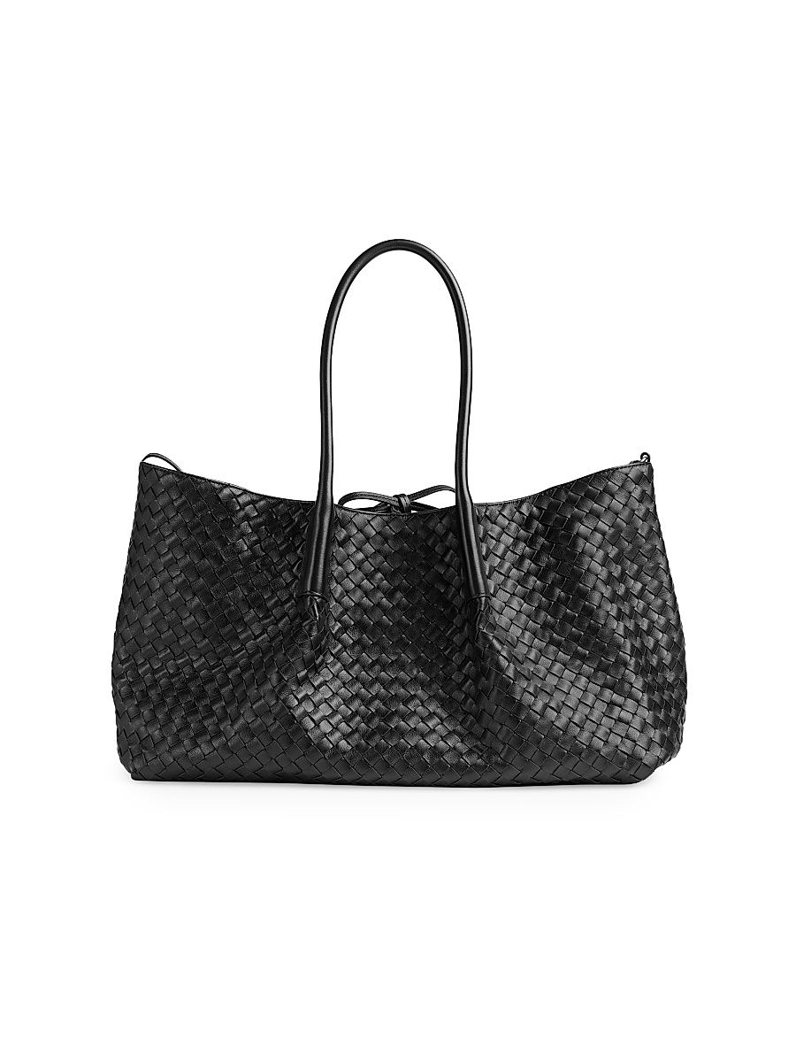 Women's Pinacoteca Reversible Intrecciato Leather Tote Bag - Black Fondant