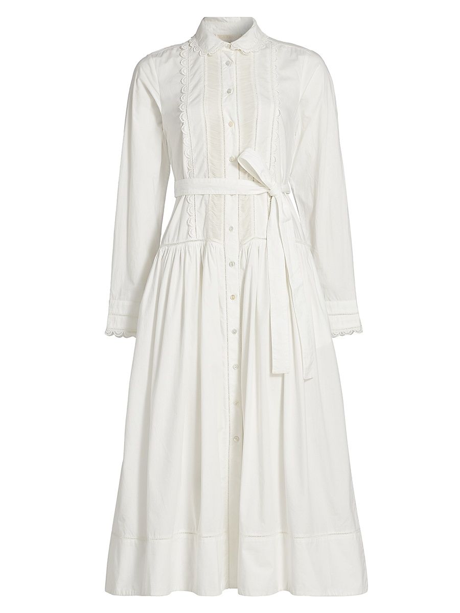 Women's Ariane Tie-Waist Cotton Shirtdress - Cowrie - Size 2