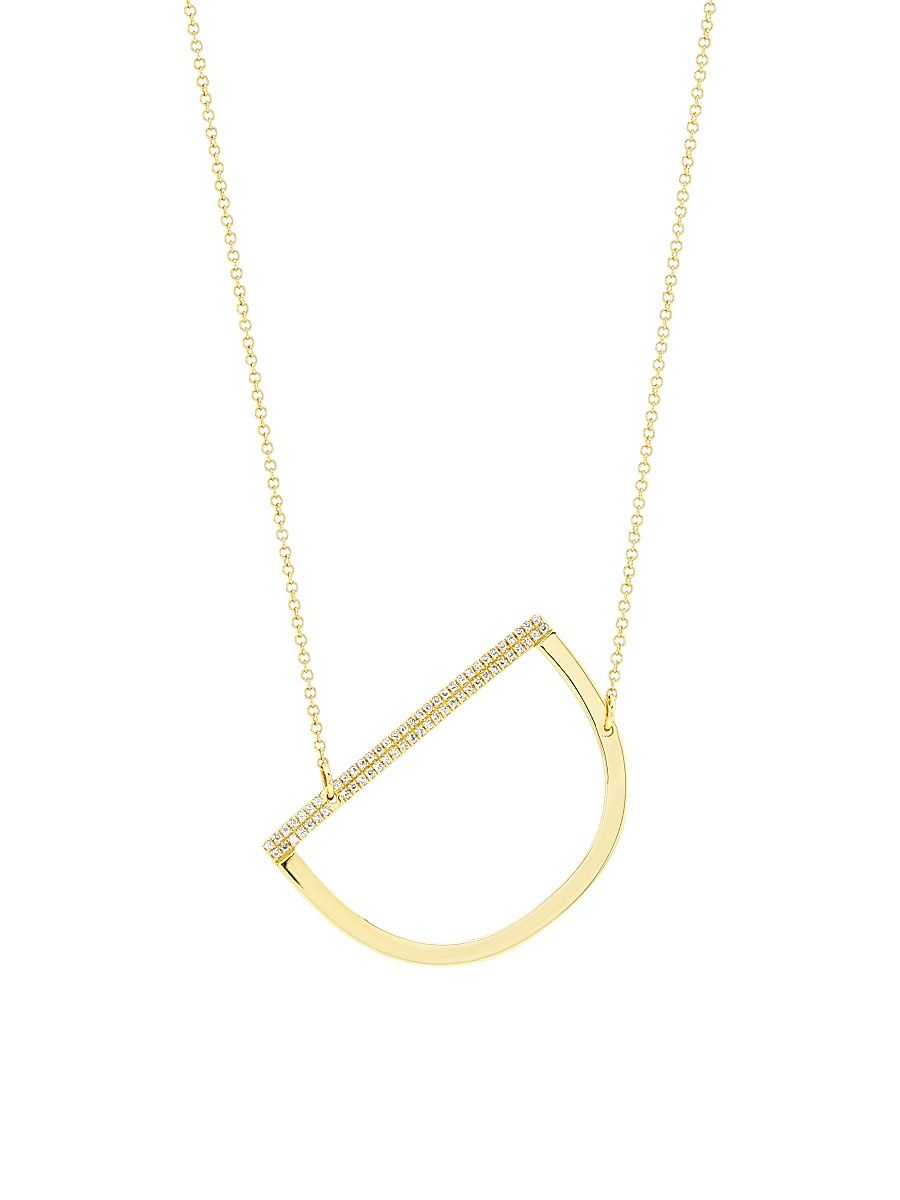 Women's 14K Yellow Gold & 0.14 TCW Diamond Initial Pendant Necklace - Initial G