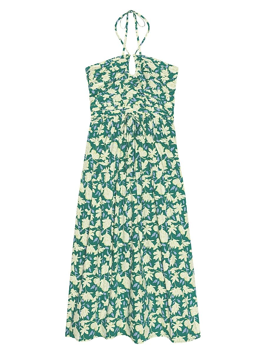 Women's Irene Floral Cotton Midi-Dress - Green Mayflower - Size XS