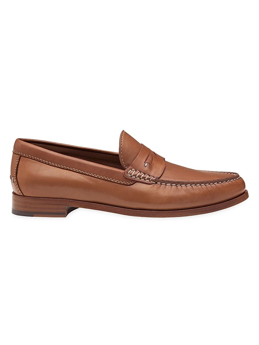 Men's J & M Collection Baldwin Penny Loafers - Cognac Sheep Skin - Size 13