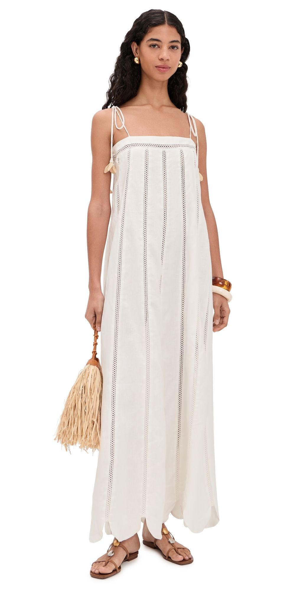Azulu Nilo Linen Dress Ivory S