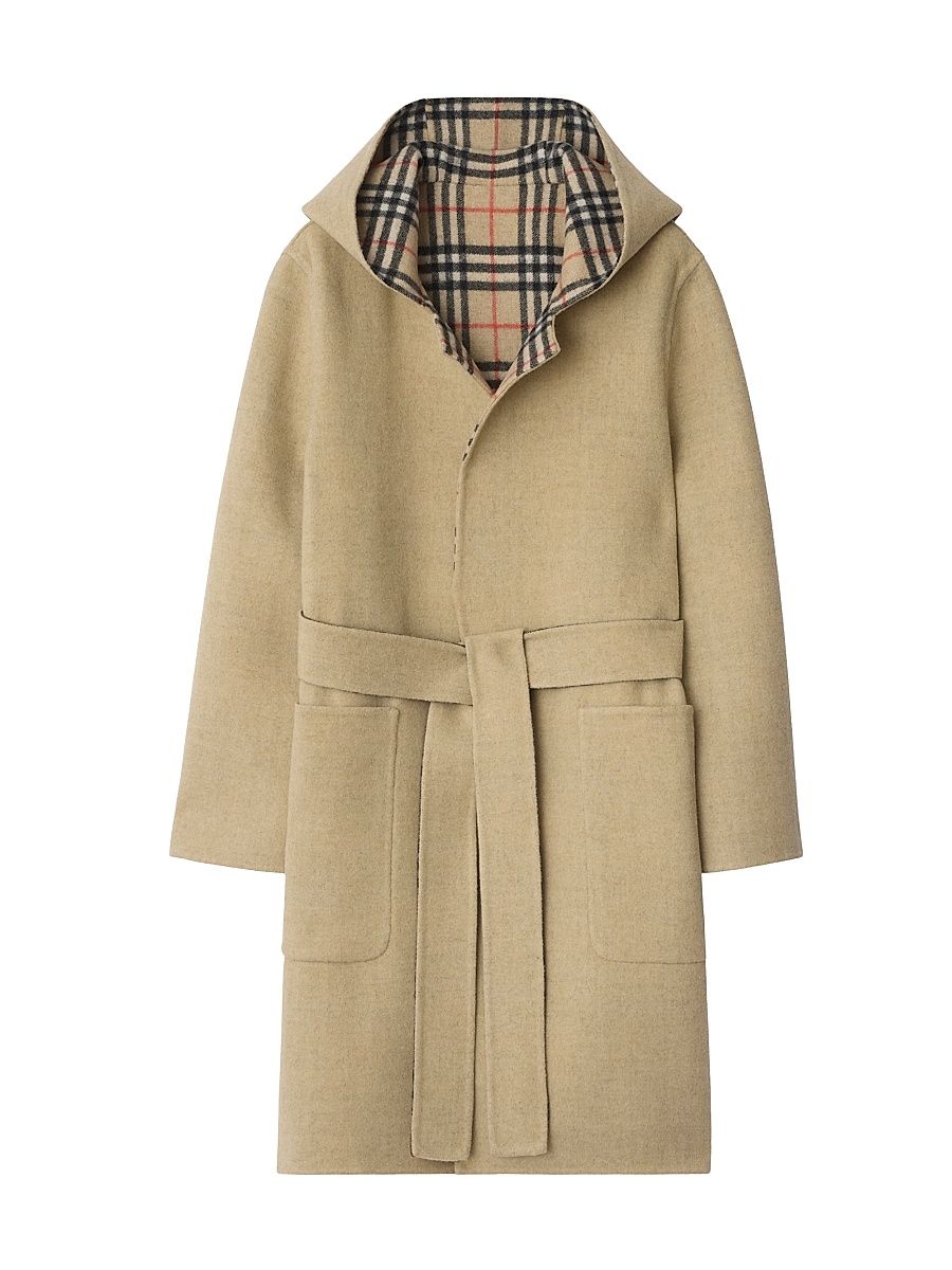 Women's Hampshire Wool Belted Coat - Sand Ip Check - Size 12