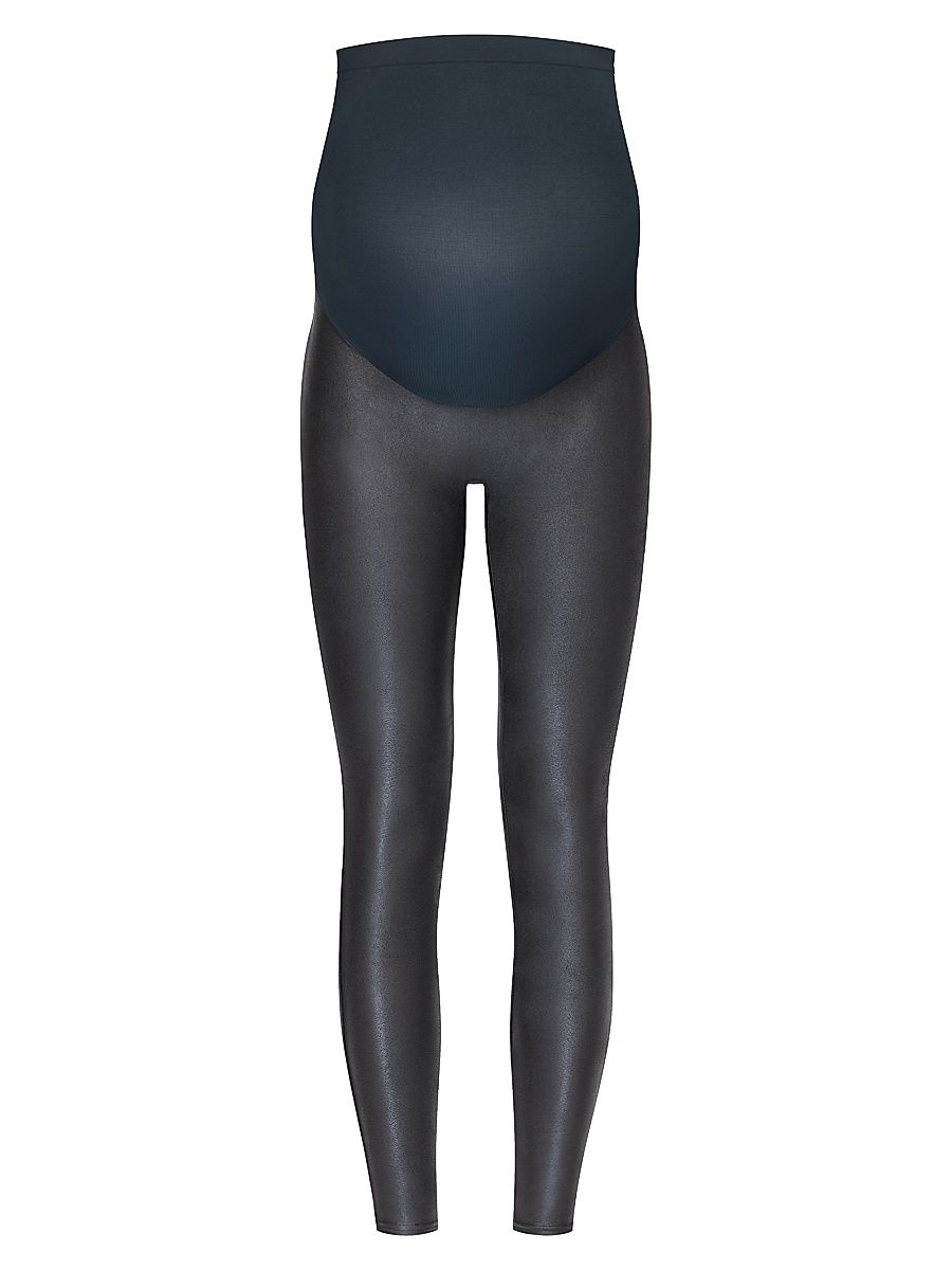 Women's Mama Maternity Faux Leather Leggings - Very Black - Size XS
