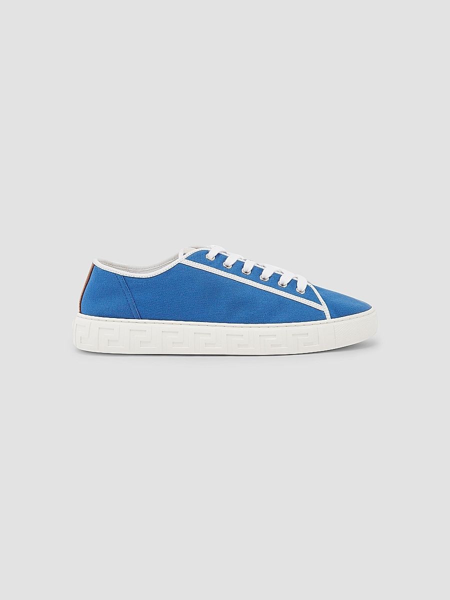 Versace Men's Canvas Low-Top Sneakers - Blue White Palaldium - Size 12
