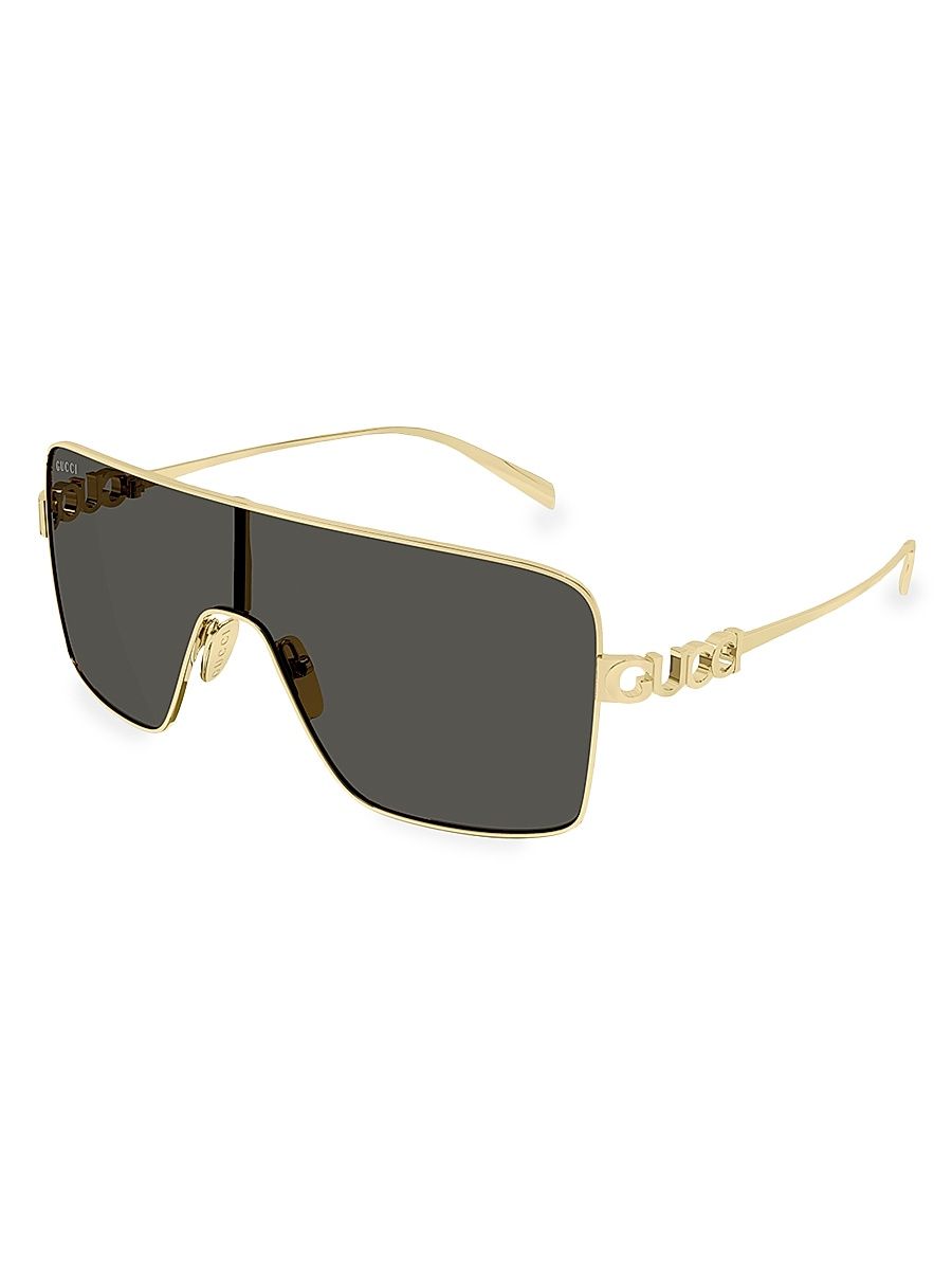 Women's Block Bending 99MM Shield Sunglasses - Gold