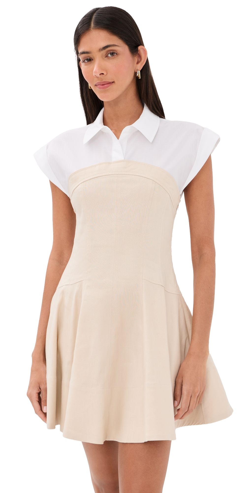 SIMKHAI Sundae Linen Blend Mini Dress Sand Multi 6