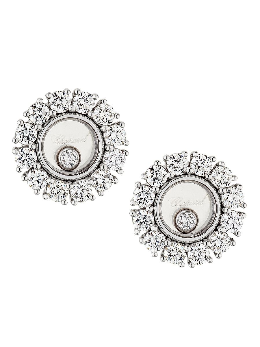 Women's Happy Diamonds 18K White Gold & 1.20 TCW Diamond Stud Earrings - White Gold
