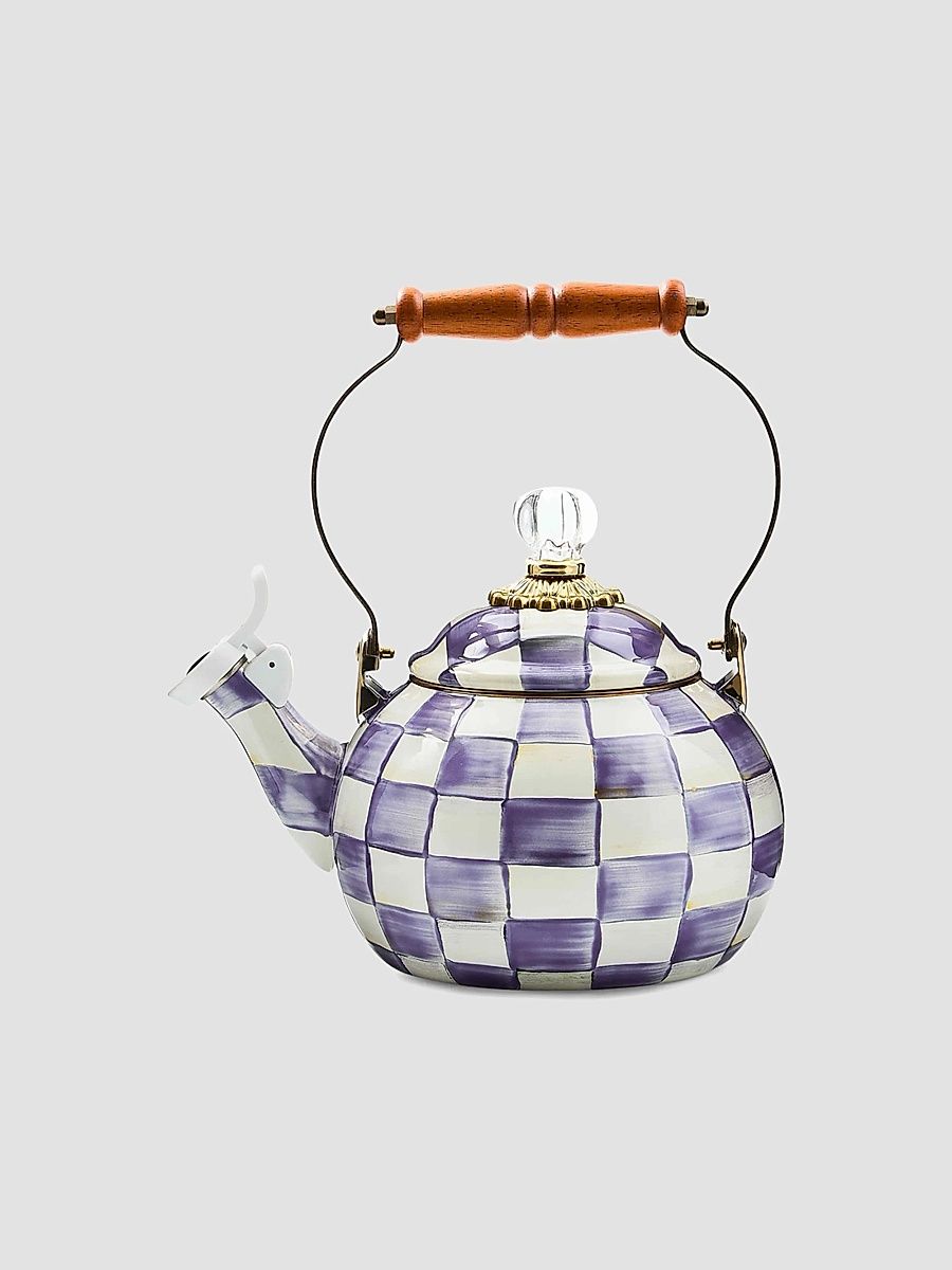 Violet Check Whistling 2-Quart Tea Kettle