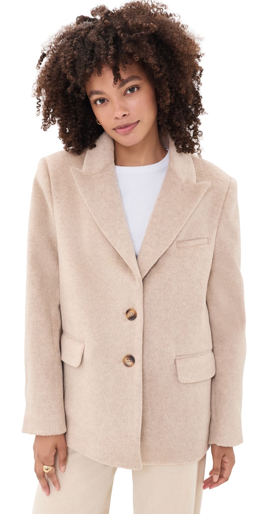 Joe's Jeans The Boyfriend Faux Fur Blazer Stone S
