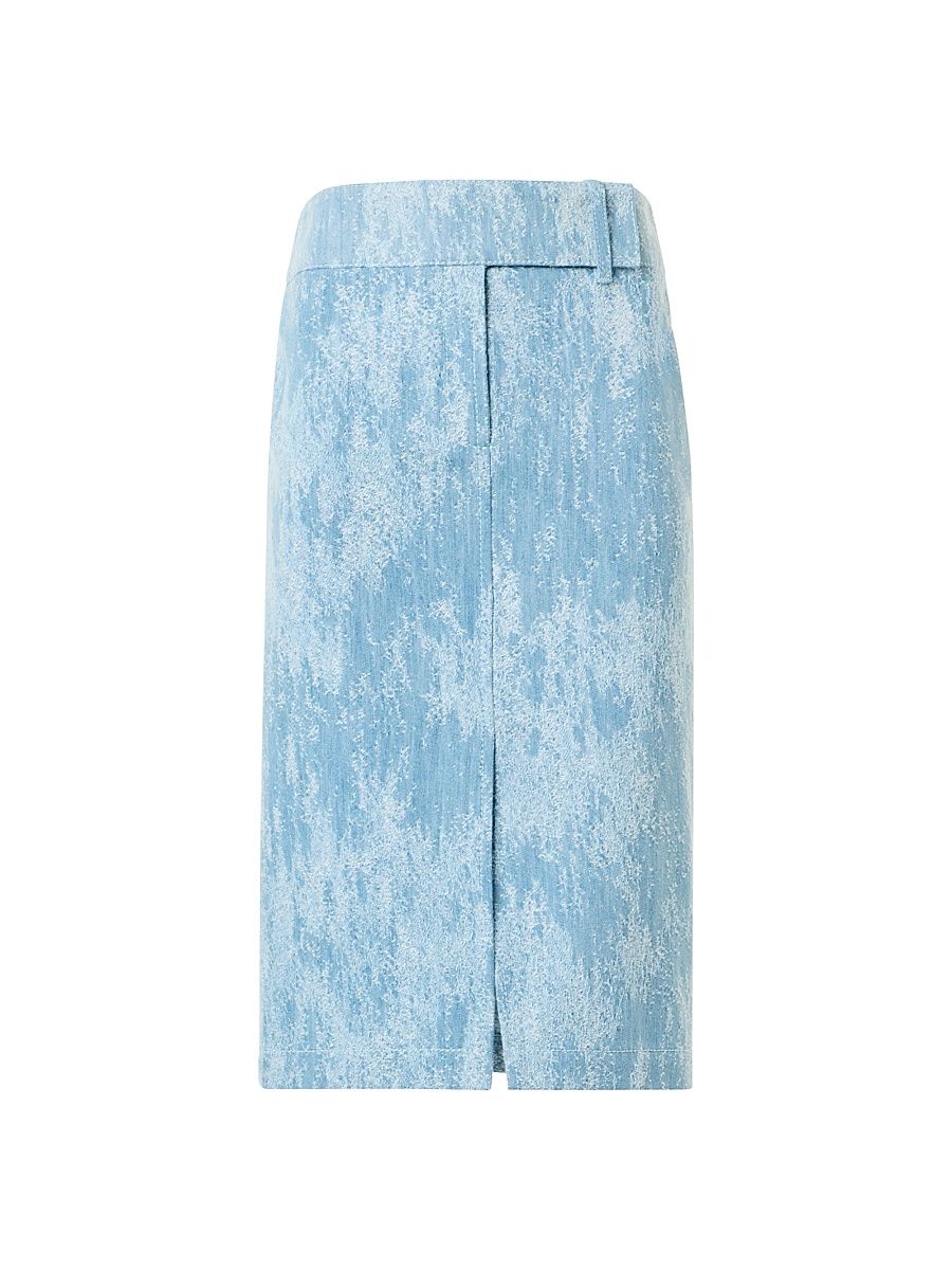 Women's Washed Jacquard Denim Pencil Skirt - Sky Blue Denim - Size 14