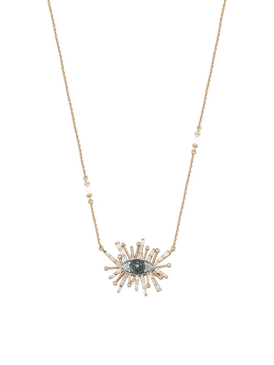 Women's Eye Light 14K Rose Gold & 0.67 TCW Diamond Pendant Necklace - Rose Gold