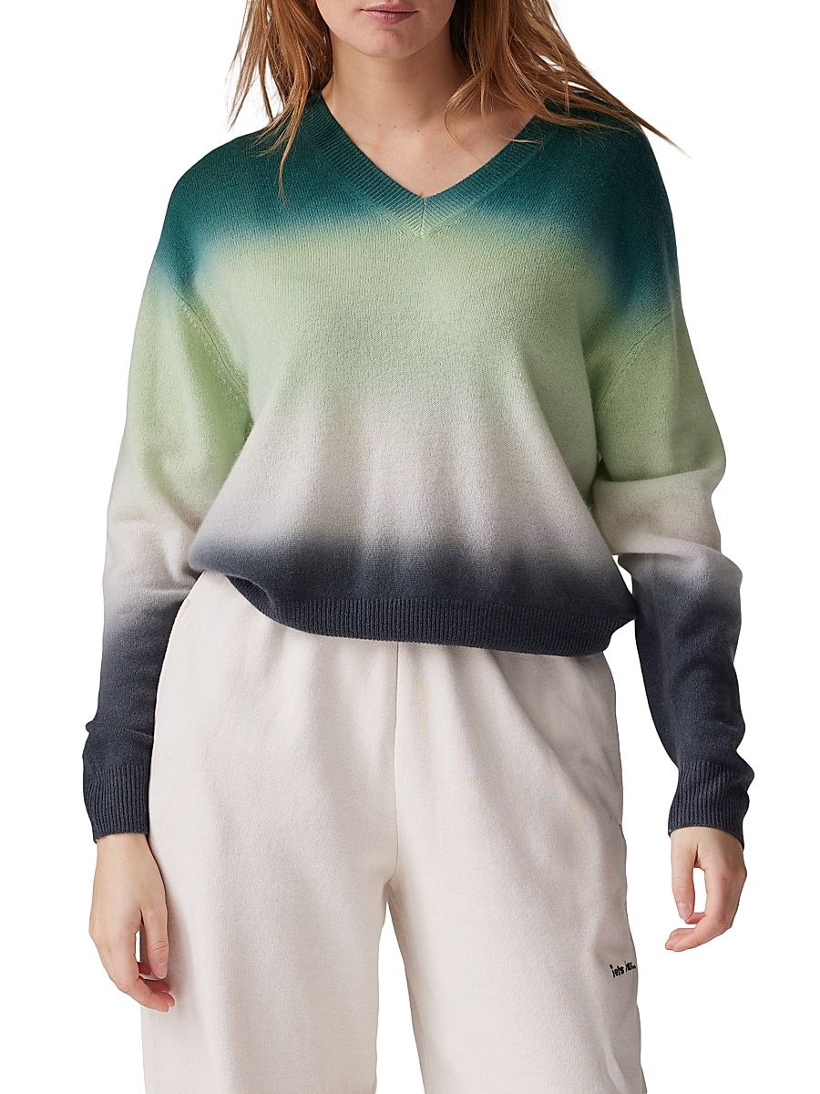 Women's Dip Dye Malibu Cashmere Sweater - Forest Dip Dye - Size XL