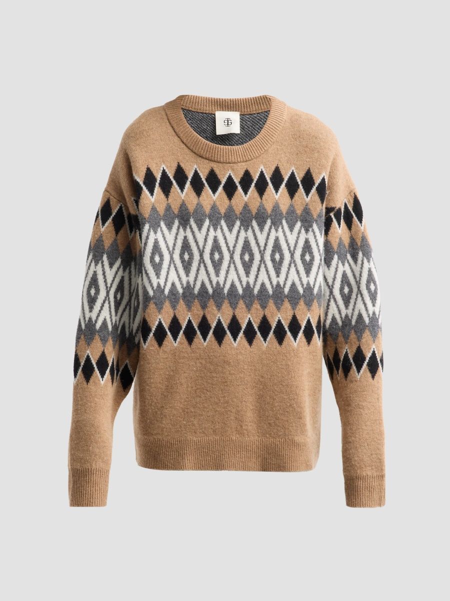 Women's Faroe Island Argyle Wool-Cashmere Sweater - Multicolor - Size 14