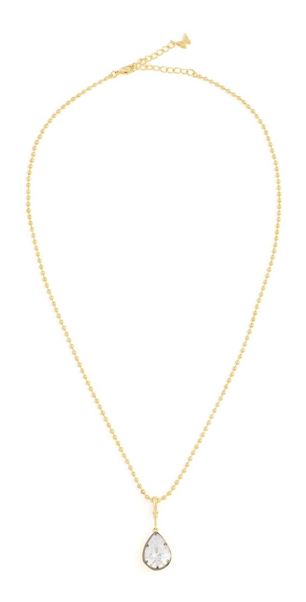 By Adina Eden CZ Pear Encased Statement Necklace Charm Gold One Size